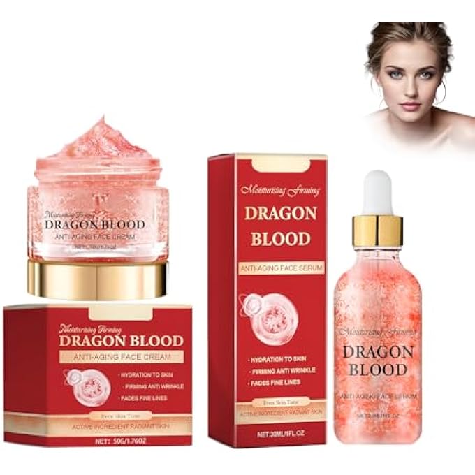 STRBOXONG مجموعة العناية بالوجه بدم التنين، كريم دم التنين السهل و Essence مضاد التجاعيد، مرطب ومغذي، يشد البشرة، مناسب لجميع أنواع البشرة - Image 1